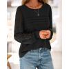 imageBTFBM Womens Long Sleeve Shirts Dressy Lace Fall Tops 2025 Trendy Business Casual TShirts Cute Work Outfits BlousesBlack