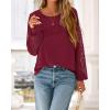 imageBTFBM Womens Long Sleeve Shirts Dressy Lace Fall Tops 2025 Trendy Business Casual TShirts Cute Work Outfits BlousesBurgundy