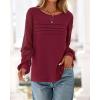 imageBTFBM Womens Long Sleeve Shirts Dressy Lace Fall Tops 2025 Trendy Business Casual TShirts Cute Work Outfits BlousesBurgundy