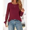imageBTFBM Womens Long Sleeve Shirts Dressy Lace Fall Tops 2025 Trendy Business Casual TShirts Cute Work Outfits BlousesBurgundy