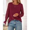 imageBTFBM Womens Long Sleeve Shirts Dressy Lace Fall Tops 2025 Trendy Business Casual TShirts Cute Work Outfits BlousesBurgundy