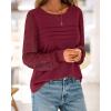 imageBTFBM Womens Long Sleeve Shirts Dressy Lace Fall Tops 2025 Trendy Business Casual TShirts Cute Work Outfits BlousesBurgundy
