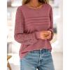imageBTFBM Womens Long Sleeve Shirts Dressy Lace Fall Tops 2025 Trendy Business Casual TShirts Cute Work Outfits BlousesDusty Pink
