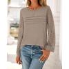 imageBTFBM Womens Long Sleeve Shirts Dressy Lace Fall Tops 2025 Trendy Business Casual TShirts Cute Work Outfits BlousesTaupe