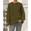 imageBTFBM Womens Oversized Sweater Crewneck 2025 Fall Winter Long Sleeve Fuzzy Warn Knit Pullover Sweaters Trendy OutfitsArmy Green