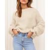 imageBTFBM Womens Oversized Sweater Crewneck 2025 Fall Winter Long Sleeve Fuzzy Warn Knit Pullover Sweaters Trendy OutfitsBeige