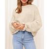 imageBTFBM Womens Oversized Sweater Crewneck 2025 Fall Winter Long Sleeve Fuzzy Warn Knit Pullover Sweaters Trendy OutfitsBeige