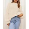 imageBTFBM Womens Oversized Sweater Crewneck 2025 Fall Winter Long Sleeve Fuzzy Warn Knit Pullover Sweaters Trendy OutfitsBeige