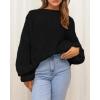 imageBTFBM Womens Oversized Sweater Crewneck 2025 Fall Winter Long Sleeve Fuzzy Warn Knit Pullover Sweaters Trendy OutfitsBlack