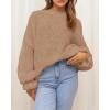 imageBTFBM Womens Oversized Sweater Crewneck 2025 Fall Winter Long Sleeve Fuzzy Warn Knit Pullover Sweaters Trendy OutfitsCamel