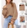 imageBTFBM Womens Oversized Sweater Crewneck 2025 Fall Winter Long Sleeve Fuzzy Warn Knit Pullover Sweaters Trendy OutfitsCamel