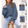 imageBTFBM Womens Oversized Sweater Crewneck 2025 Fall Winter Long Sleeve Fuzzy Warn Knit Pullover Sweaters Trendy OutfitsGrey Blue