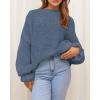 imageBTFBM Womens Oversized Sweater Crewneck 2025 Fall Winter Long Sleeve Fuzzy Warn Knit Pullover Sweaters Trendy OutfitsGrey Blue