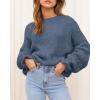imageBTFBM Womens Oversized Sweater Crewneck 2025 Fall Winter Long Sleeve Fuzzy Warn Knit Pullover Sweaters Trendy OutfitsGrey Blue