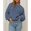 imageBTFBM Womens Oversized Sweater Crewneck 2025 Fall Winter Long Sleeve Fuzzy Warn Knit Pullover Sweaters Trendy OutfitsGrey Blue