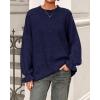 imageBTFBM Womens Oversized Sweater Crewneck 2025 Fall Winter Long Sleeve Fuzzy Warn Knit Pullover Sweaters Trendy OutfitsNavy