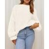 imageBTFBM Womens Oversized Sweater Crewneck 2025 Fall Winter Long Sleeve Fuzzy Warn Knit Pullover Sweaters Trendy OutfitsWhite