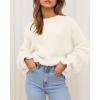 imageBTFBM Womens Oversized Sweater Crewneck 2025 Fall Winter Long Sleeve Fuzzy Warn Knit Pullover Sweaters Trendy OutfitsWhite