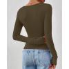 imageBTFBM Womens Tops Dressy Casual Workout Outfits Fall 2025 Long Sleeve Shirts Boat Neck Ruched Bodycon Going Out TopArmy Green