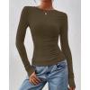 imageBTFBM Womens Tops Dressy Casual Workout Outfits Fall 2025 Long Sleeve Shirts Boat Neck Ruched Bodycon Going Out TopArmy Green