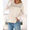 imageBTFBM Womens Tops Lace Long Sleeve Shirts Boho Cute Business Dressy Casual Blouses Fall Outfits 2025 Fashion ClothingBeige