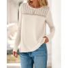 imageBTFBM Womens Tops Lace Long Sleeve Shirts Boho Cute Business Dressy Casual Blouses Fall Outfits 2025 Fashion ClothingBeige