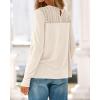 imageBTFBM Womens Tops Lace Long Sleeve Shirts Boho Cute Business Dressy Casual Blouses Fall Outfits 2025 Fashion ClothingBeige