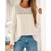imageBTFBM Womens Tops Lace Long Sleeve Shirts Boho Cute Business Dressy Casual Blouses Fall Outfits 2025 Fashion ClothingBeige