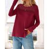 imageBTFBM Womens Tops Lace Long Sleeve Shirts Boho Cute Business Dressy Casual Blouses Fall Outfits 2025 Fashion ClothingBurgundy