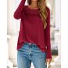 imageBTFBM Womens Tops Lace Long Sleeve Shirts Boho Cute Business Dressy Casual Blouses Fall Outfits 2025 Fashion ClothingBurgundy