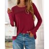 imageBTFBM Womens Tops Lace Long Sleeve Shirts Boho Cute Business Dressy Casual Blouses Fall Outfits 2025 Fashion ClothingBurgundy