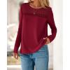 imageBTFBM Womens Tops Lace Long Sleeve Shirts Boho Cute Business Dressy Casual Blouses Fall Outfits 2025 Fashion ClothingBurgundy