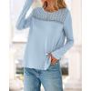 imageBTFBM Womens Tops Lace Long Sleeve Shirts Boho Cute Business Dressy Casual Blouses Fall Outfits 2025 Fashion ClothingLight Blue