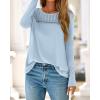 imageBTFBM Womens Tops Lace Long Sleeve Shirts Boho Cute Business Dressy Casual Blouses Fall Outfits 2025 Fashion ClothingLight Blue