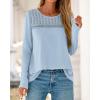 imageBTFBM Womens Tops Lace Long Sleeve Shirts Boho Cute Business Dressy Casual Blouses Fall Outfits 2025 Fashion ClothingLight Blue
