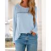 imageBTFBM Womens Tops Lace Long Sleeve Shirts Boho Cute Business Dressy Casual Blouses Fall Outfits 2025 Fashion ClothingLight Blue