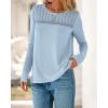 imageBTFBM Womens Tops Lace Long Sleeve Shirts Boho Cute Business Dressy Casual Blouses Fall Outfits 2025 Fashion ClothingLight Blue