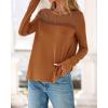 imageBTFBM Womens Tops Lace Long Sleeve Shirts Boho Cute Business Dressy Casual Blouses Fall Outfits 2025 Fashion ClothingOrange Brown