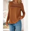 imageBTFBM Womens Tops Lace Long Sleeve Shirts Boho Cute Business Dressy Casual Blouses Fall Outfits 2025 Fashion ClothingOrange Brown