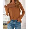 imageBTFBM Womens Tops Lace Long Sleeve Shirts Boho Cute Business Dressy Casual Blouses Fall Outfits 2025 Fashion ClothingOrange Brown