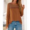 imageBTFBM Womens Tops Lace Long Sleeve Shirts Boho Cute Business Dressy Casual Blouses Fall Outfits 2025 Fashion ClothingOrange Brown