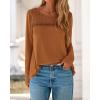 imageBTFBM Womens Tops Lace Long Sleeve Shirts Boho Cute Business Dressy Casual Blouses Fall Outfits 2025 Fashion ClothingOrange Brown