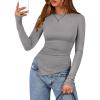 imageBTFBM Asymmetrical Tops for Women Long Sleeve Shirts Fall 2025 Ruched Slit Fitted Basic Tees Y2k Going Out Tunic TopGrey