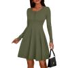 imageBTFBM Casual Fall Dresses for Women 2025 Long Sleeve Ribbed Button Down Empire Waist A Line Winter Wedding Guest DressArmy Green