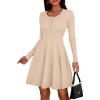 imageBTFBM Casual Fall Dresses for Women 2025 Long Sleeve Ribbed Button Down Empire Waist A Line Winter Wedding Guest DressBeige