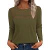 imageBTFBM Womens Tops Lace Long Sleeve Shirts Boho Cute Business Dressy Casual Blouses Fall Outfits 2025 Fashion ClothingArmy Green
