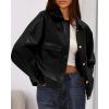 imageBTFBM Leather Jacket Women Fall Clothes 2025 Long Sleeve Button Down Winter Coats Oversized Motorcycle OutwearBlack