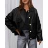 imageBTFBM Leather Jacket Women Fall Clothes 2025 Long Sleeve Button Down Winter Coats Oversized Motorcycle OutwearBlack