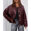 imageBTFBM Leather Jacket Women Fall Clothes 2025 Long Sleeve Button Down Winter Coats Oversized Motorcycle OutwearBurgundy