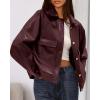 imageBTFBM Leather Jacket Women Fall Clothes 2025 Long Sleeve Button Down Winter Coats Oversized Motorcycle OutwearBurgundy